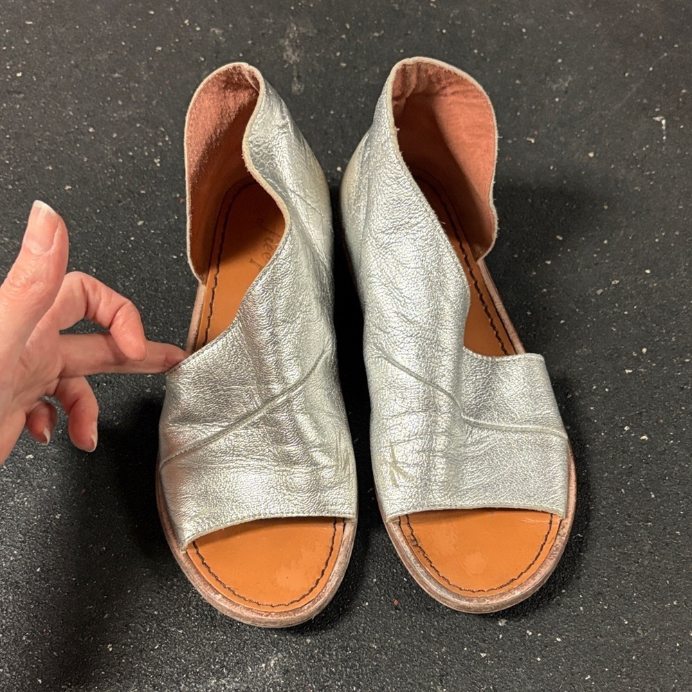 Free People Silver Open-Toe Sandals size Euro 36